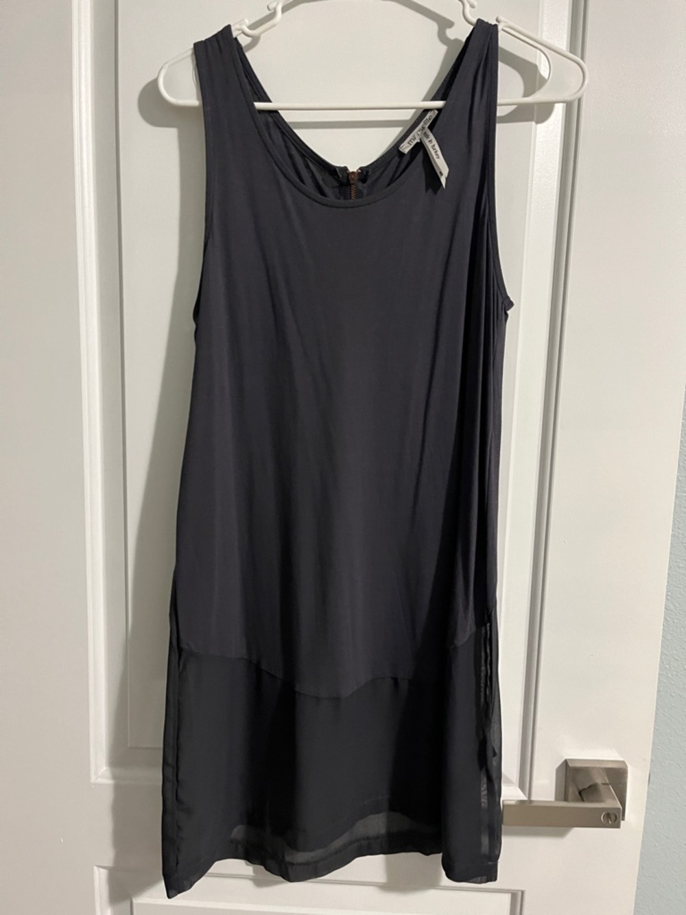 Sleeveless gray- purple Chiffon-Trim Shift Dress